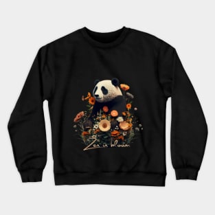 Zen in bloom, panda and flowers Crewneck Sweatshirt
